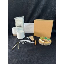 %100 Soya Wax Mum Yapım Seti ( Rendelenmiş Soya Wax, Konik Beton Mumluk, Fitil, Süs)