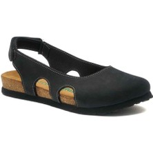 Comfortfüsse / Belinda - Deri Sandalet ( Siyah Nubuk Deri )