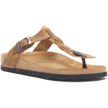 Comfortfüsse  /  Guidan - Deri Parmak Arası Terlik ( Taba Yağlı Deri )