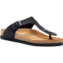 Comfortfüsse  /  Aliz - Deri Parmak Arası Terlik ( Siyah Nubuk Deri )