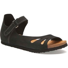 Comfortfüsse / Daisy - Deri Sandalet ( Siyah Nubuk Deri )