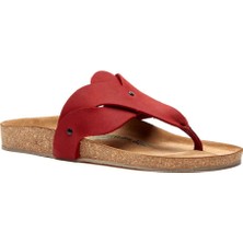 Comfortfüsse  /  Silvia - Deri Parmak Arası Terlik ( Kırmızı Nubuk Deri )