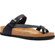 Comfortfüsse  /  Fae - Deri Parmak Arası Terlik ( Siyah Nubuk Deri )