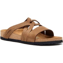 Comfortfüsse  /  Mitzi - Deri Çok Bantlı Terlik ( Kum Nubuk Deri )