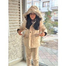 Çocuk Dünyası Ankara Kürklü Çıkarılabilir Kapüşonlu Dolumlu Astarlı    Şişme Çocuk Mont