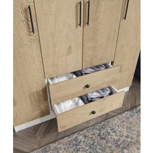 Cabinse %100 Mdf 4 Kapaklı 2 Çekmeceli 12 Raflı Elbise Dolabı – Gardırop - Kolay Kurulum Animasyonu -Soft Beyaz-Meşe-Antrasit -Ceviz -Cabinse