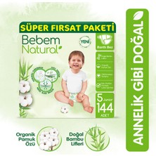 Bebem Natural Bebek Bezi 5 Beden Junior Süper Fırsat Paketi 144 Adet