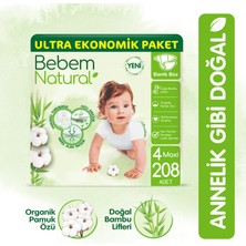 Bebem Natural Bebek Bezi 4 Beden Maxi Ultra Ekonomik Paket 208 Adet