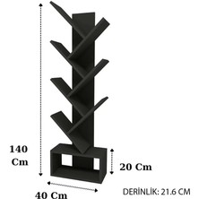 Reyo Home Enda Erine 8 Raflı Zikzak Kitaplık Antrasit