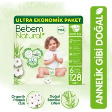 Bebem Natural Bebek Bezi 6 Beden Ekstra Large Ultra Ekonomik Paket 128 Adet