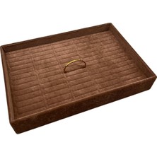 Yerli Üretim Süet Kumaş Kahve Renk 34/24 cm Batırmalı Çekmeçe Içi Bileklik Kelepçe Tablası