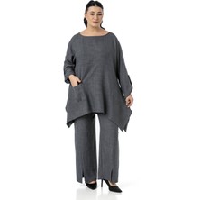 Disentis Modest Büyük Beden Rahat Kesim Bluz Pantolon Siyah Ikili Takım