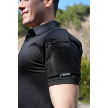 KAPAN 2 Cepli Polo Yaka Kısa Kollu Taktik T-Shirt Siyah