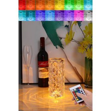 Dekoratif Şarjlı Kristal Masa ve Gece Lambası  Kumandalı Rgb Ayarlanabilir Işık Kristal Lamba