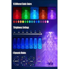 Dekoratif Şarjlı Kristal Masa ve Gece Lambası  Kumandalı Rgb Ayarlanabilir Işık Kristal Lamba