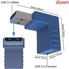 Derwell USB 3.0 Dirsek 90 Derece Bağlantı Aparatı Dönüştürücü Uzatma Yüksek Hızlı Yeni USB 3.0 Sürümü