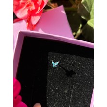 2D2B Nature Cerrahi Çelik Zirkon Taşlı Arkası Toplu Mavi Kelebek Piercing,tragus, Helix, Kıkırdak.