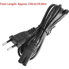 Derwell Teyp Işıldak Fişi C7 Power Güç Kablosu Enerji Kablosu 2 Pinli Power Cord 2-Prong Pin Ac Ab 1.5 Metre