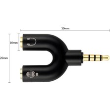 Derwell Kulaklık Adaptörü 3.5mm Erkek Kadın Çift Paylaşımı Stereo Ses Çıkışı Mikrofon Kulaklık Splitter Adaptör