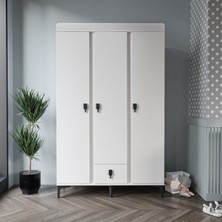Patiko Rose 3 Kapaklı Dolap Beyaz