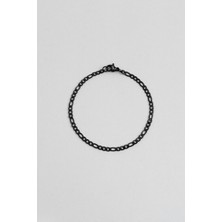 Gent Steel Klasik Siyah Rodyum Kaplama Çelik Erkek Bileklik