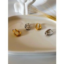 Oval Silver Klipsli Çelik Küpe