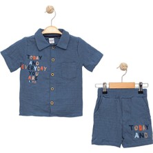 Bebegen Erkek Çocuk Laci Today Baskılı Düğmeli Müslin Şortlu Ikili Takım