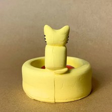 Uretti El Yapımı Sevimli Isınan Sarı Kedi Dekoratif Mumluk - 7 x 7 cm