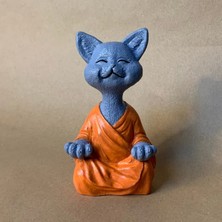 Uretti El Yapımı Kedi Buda Tealight Mumluk 2'li Dekoratif Set