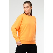 Speedlife Oranj Oversize Basic Pamuklu Bisiklet Yaka Uzun Kol Kadın Sweatshirt SC1241