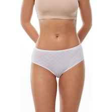 Malabadi Kadın Beyaz 6 Lı Paket %100 Pamuk Ara Bel Jakarlı Slip Külot 350 6M350