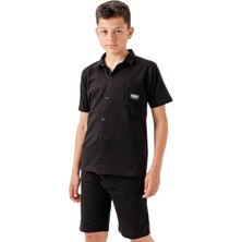 Bebegen Erkek Çocuk Siyah Düğmeli Gömlekli Ikili Şortlu Takım