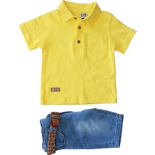 Bebegen Erkek Çocuk Sarı Lacoste Tişörtlü Kot Şortlu 2'li Takım