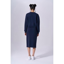 Naar Kadın Pamuklu Baskılı Uzun Kollu Günlük Kullanım Lacivert Sweatshirt 2591305