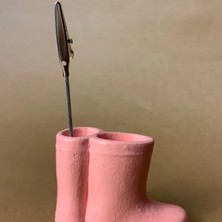 Uretti El Yapımı Pembe Bot Şeklinde Dekoratif Biblo / Not Tutacağı - 5 x 7 cm