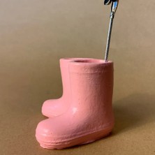 Uretti El Yapımı Pembe Bot Şeklinde Dekoratif Biblo / Not Tutacağı - 5 x 7 cm