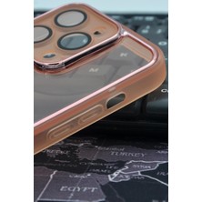 NOVKA Phone Accessories Apple iPhone 12 Pro Uyumlu Pembe Kenarlı Renkli Yarı Şeffaf Kapak Kılıf Kamera Lens Korumalı