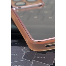 NOVKA Phone Accessories Apple iPhone 12 Pro Uyumlu Pembe Kenarlı Renkli Yarı Şeffaf Kapak Kılıf Kamera Lens Korumalı