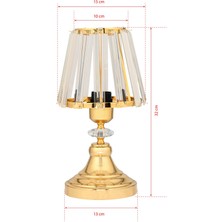 Woodhub Taşlı Abajur Kristal Gövdeli Gold Altın Salon Yatak Odası Abajur