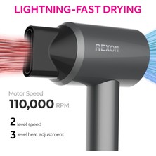 Rexon Super-Power 3-In-1 Saç Kurutma Makinesi 1600W-2000W, İyon Özellikli, Daha Sessiz