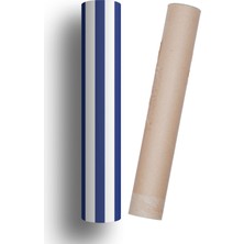 Duvar Kaplama Folyo Koyu Mavi Çizgili Kendinden Yapışkanlı 50 cm  x 300 cm