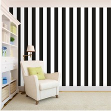 Duvar Kaplama Folyo Kendinden Yapışkanlı Siyah Çizgili 50 cm  x 300 cm