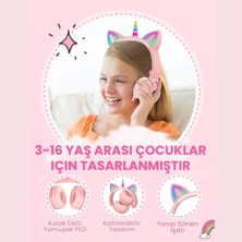 Polham Unicorn 94DB Güvenli Ses Limitli Yumuşak Kulak Pedli Bluetooth Kulaklık Çocuk Kulaklığı Uzun Şarjlı
