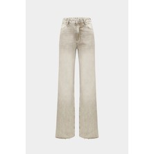 AÇELYAOKCU Yüksek Bel Wed Leg Kar Yıkama Geniş Paça Dikişsiz Jean