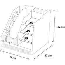 BY Kurt Evrak Rafı Ahşap Organizer Masa Üstü Düzenleyici Krem