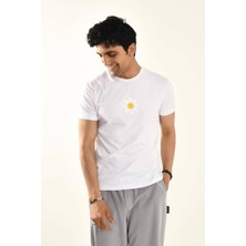 David&Gerenzo Papatya Nakış Detaylı Bisiklet Yaka T Shirt