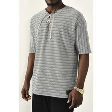 David&Gerenzo Bağcıklı Yaka Detaylı Oversize Tshirt