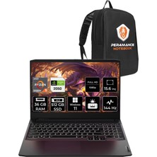 Lenovo Ideapad Gaming 3 Amd Ryzen 5 5500H 36GB 512GB SSD RTX2050/4GB 15.6" Fhd 144Hz W11H Taşınabilir Bilgisayar & Per4 Çanta 82K202BRTXP382