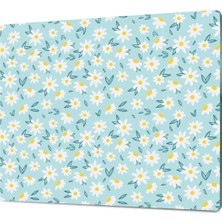 Ortakçı Design Mavi Papatya Desenli Temperli Cam Kesme Tahtası - Cam Kesme Tablası 25*35 Cm