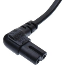 Derwell 80 cm L Uç 90 Derece Power Güç Elektrik Kablosu C7 Ps4/ps3 Teyp Laptop Adaptör Işıldak 2 Pinli Siyah